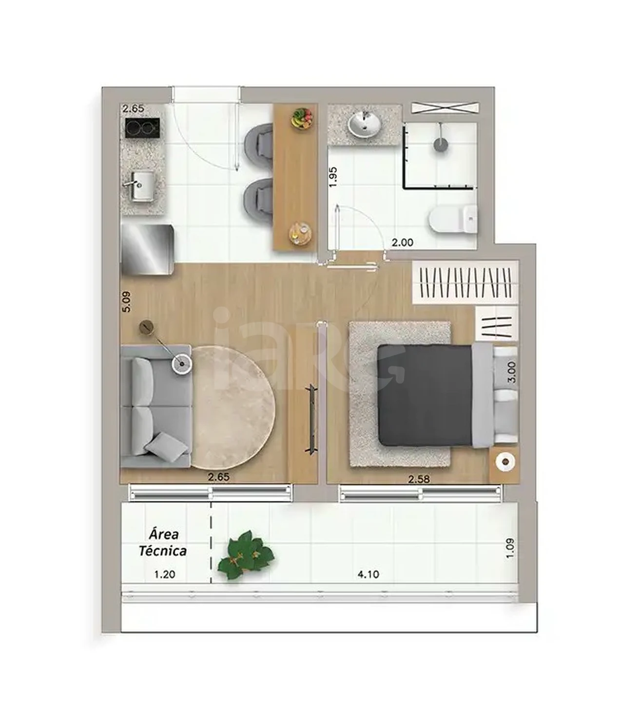 Planta — Apartamento 37,87 m²