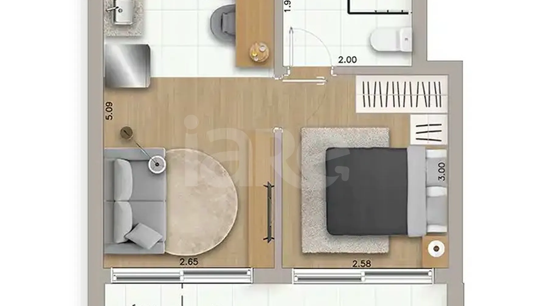 Planta — Apartamento 37,87 m²