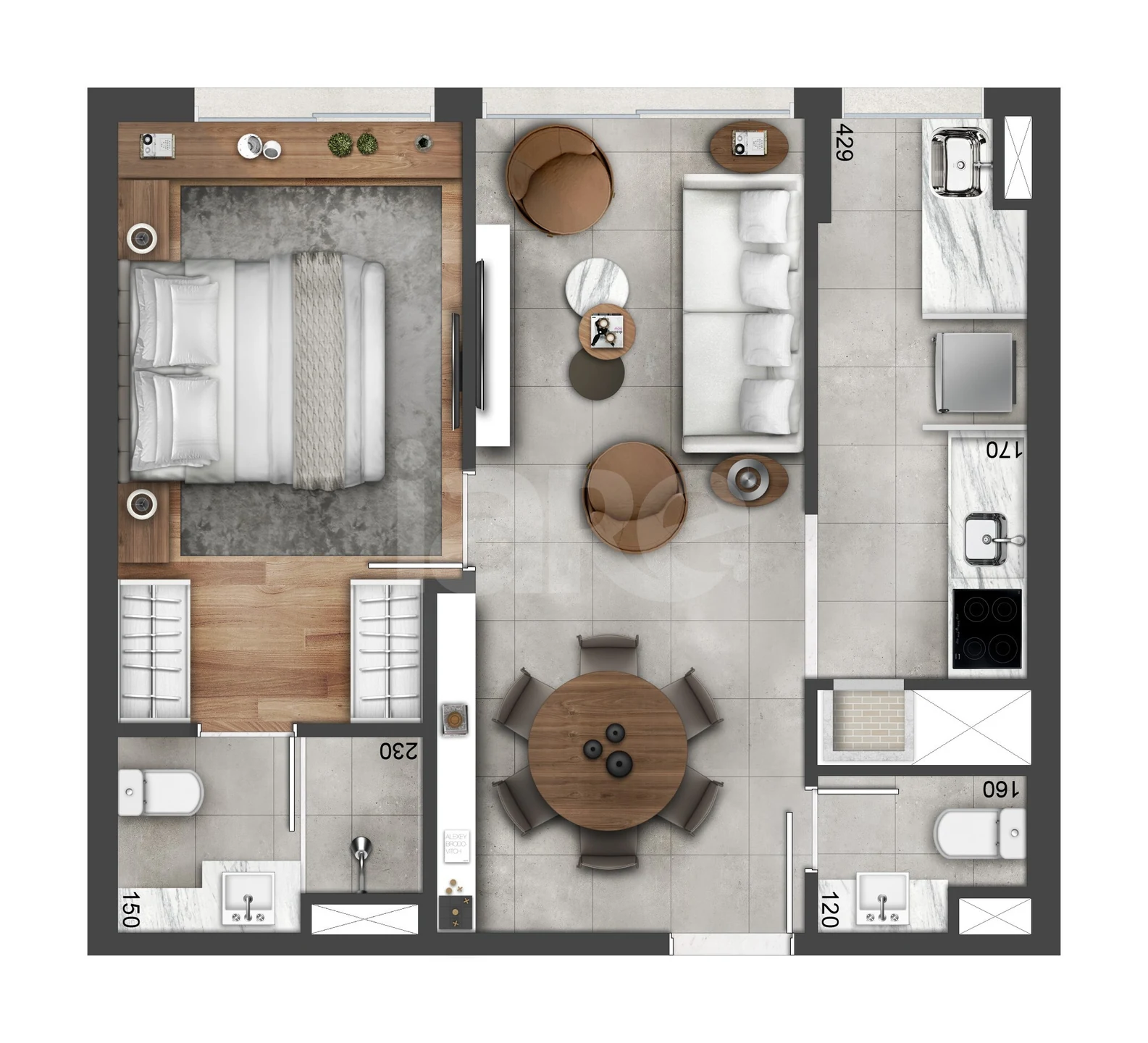 Planta — Studio 49,11 m²