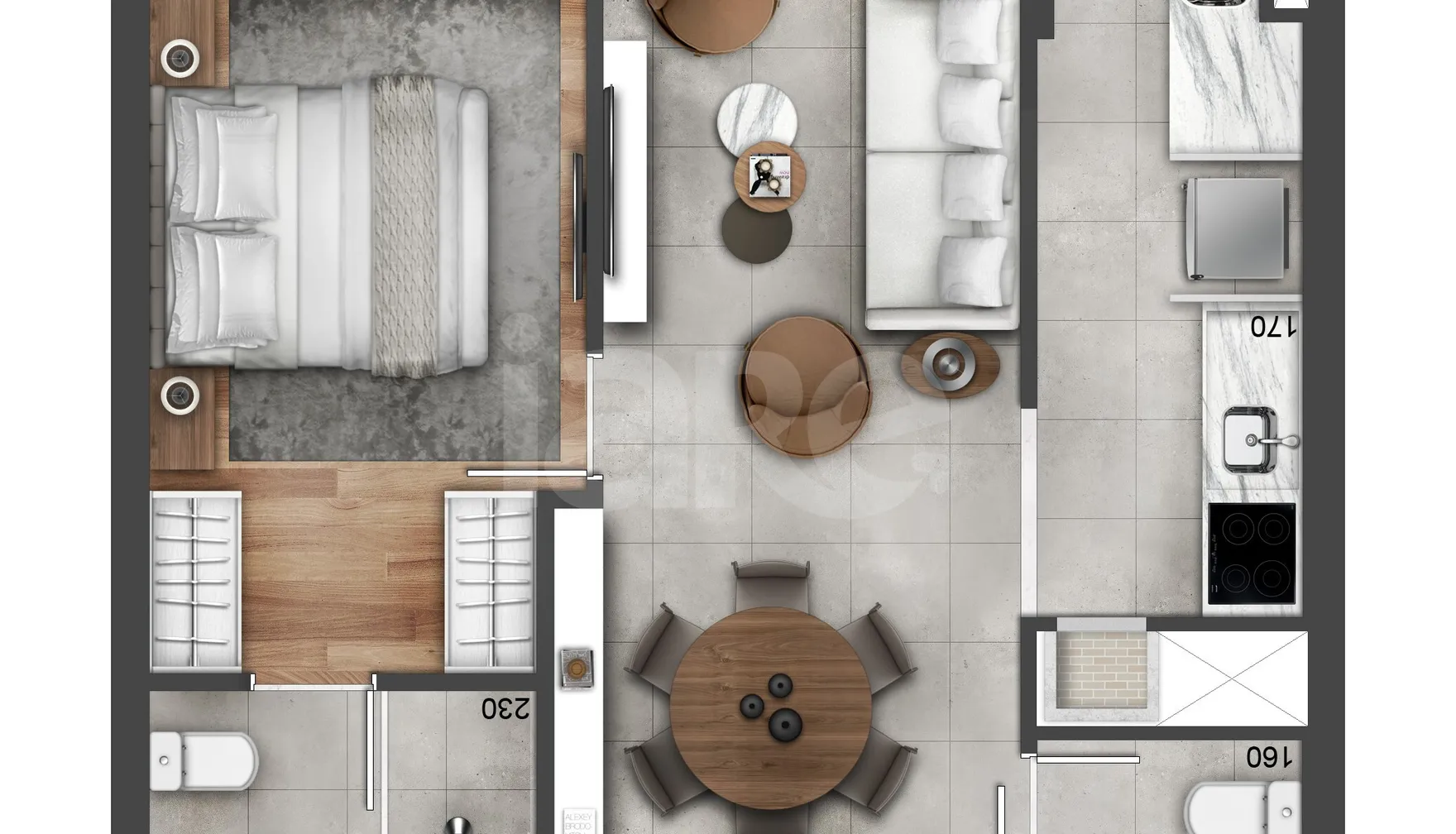 Planta — Studio 49,11 m²