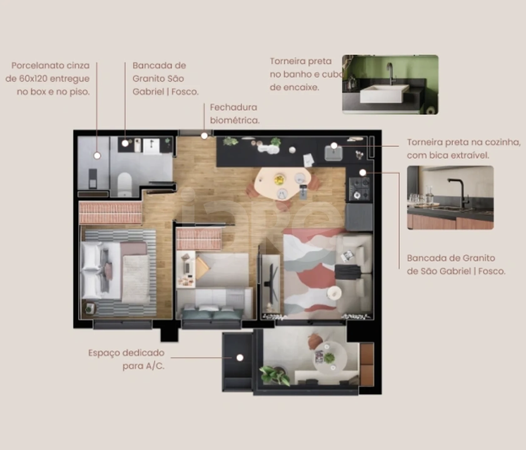 Planta — Apartamento 44,72 m²