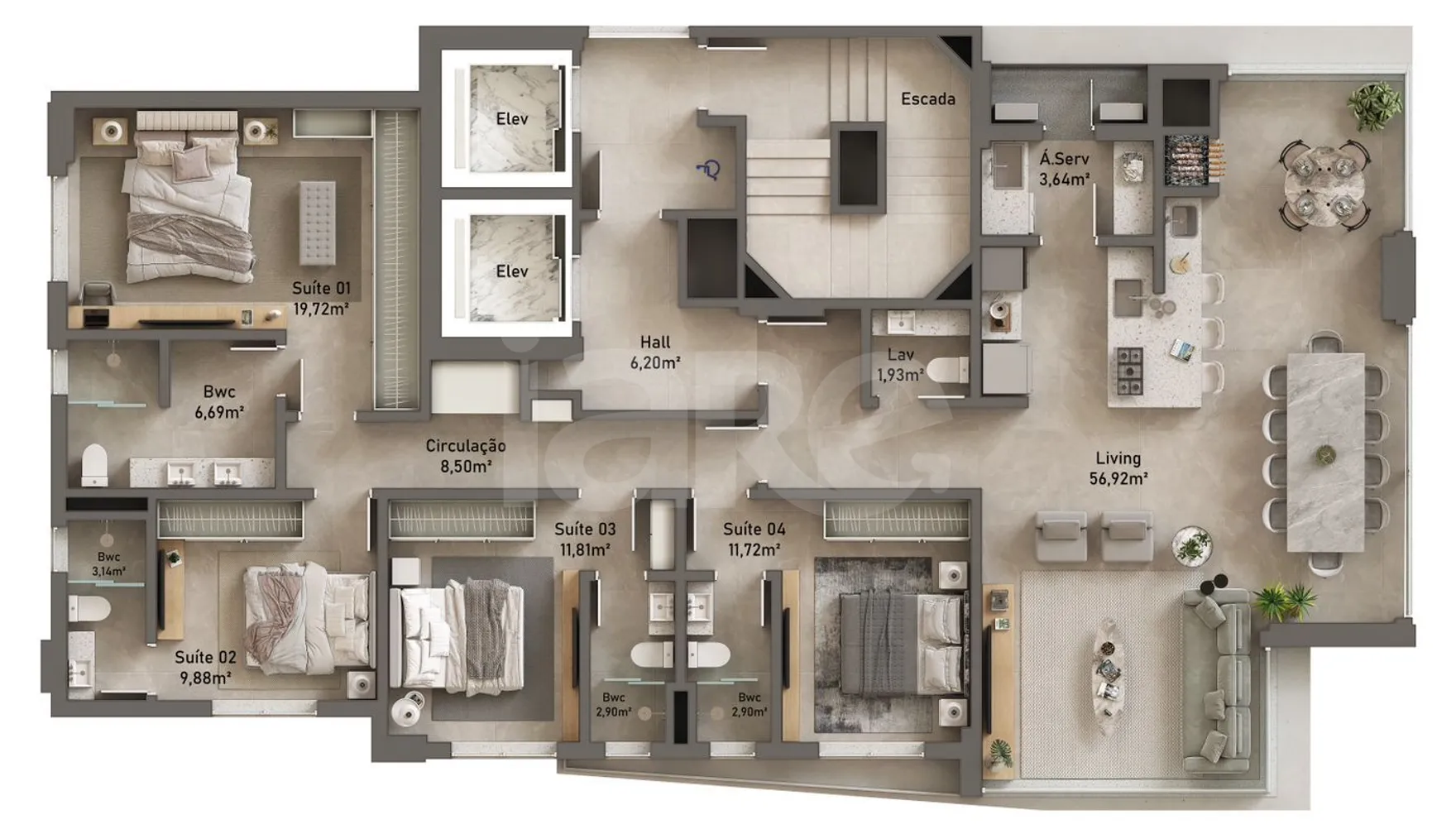 Planta — Apartamento 173,67 m²