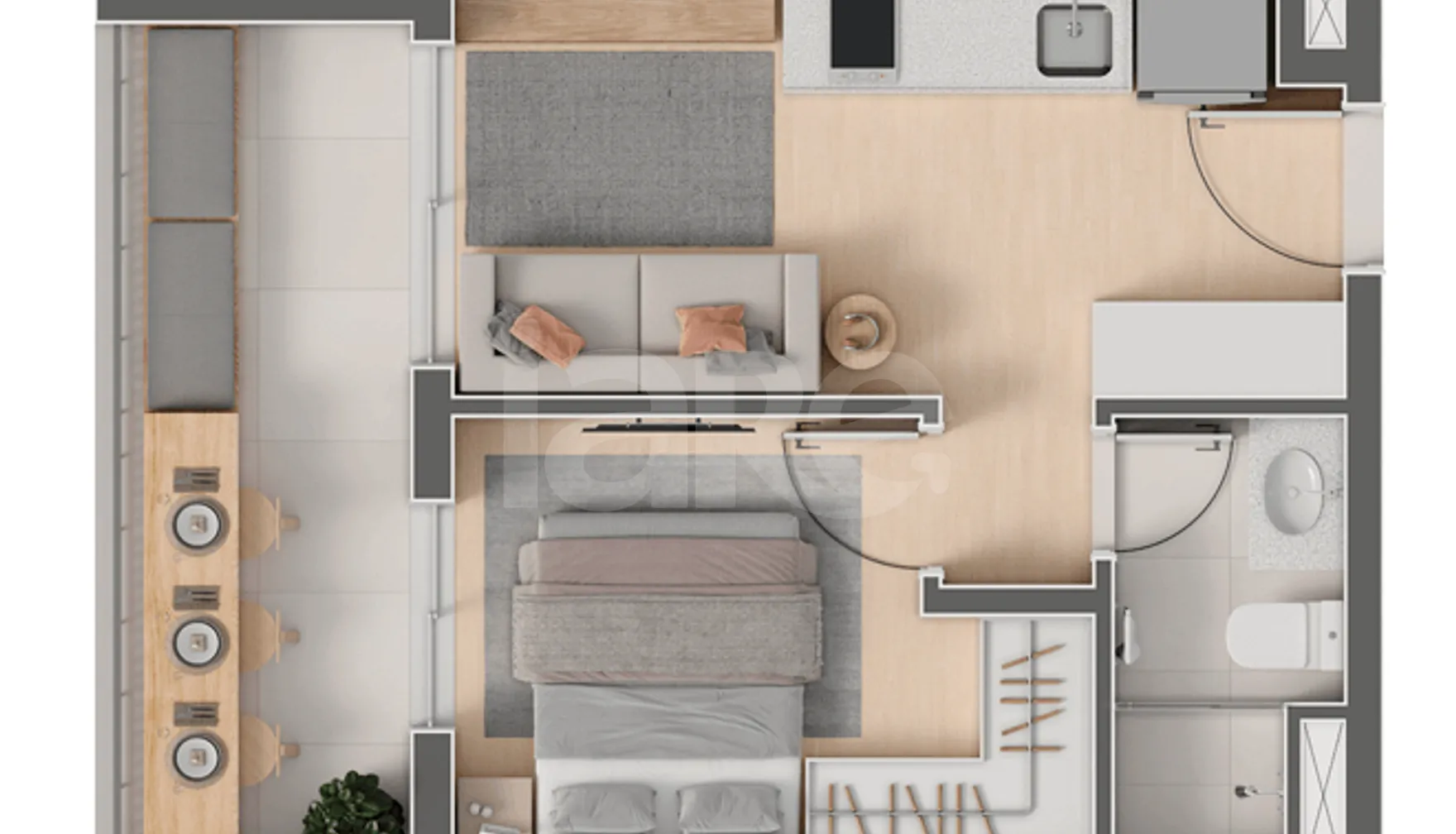 Planta — Apartamento 33,5 m²