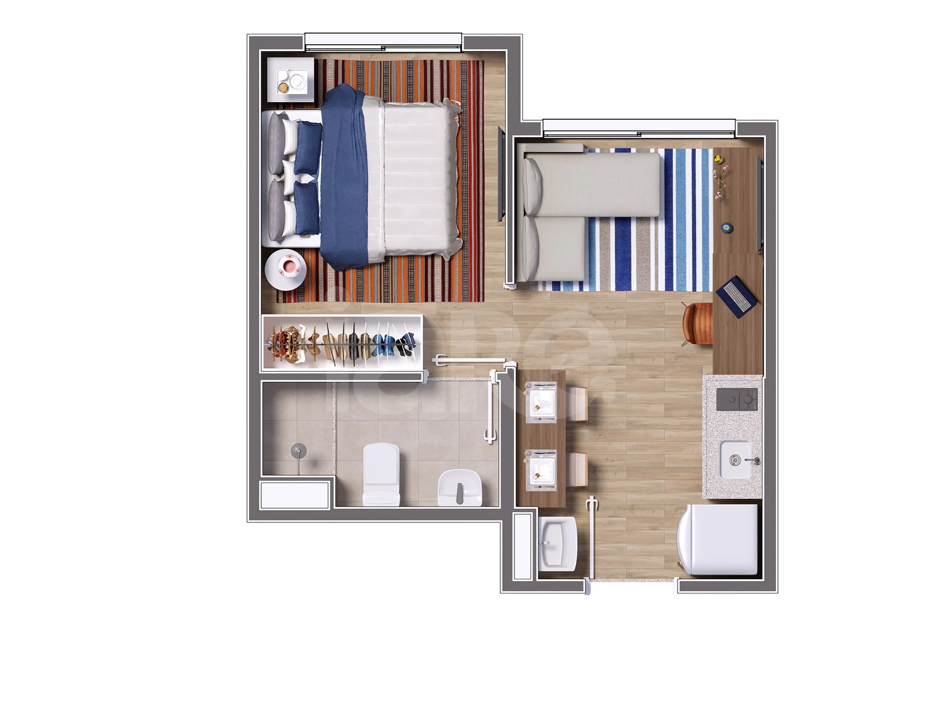 Planta — Apartamento 24 m²