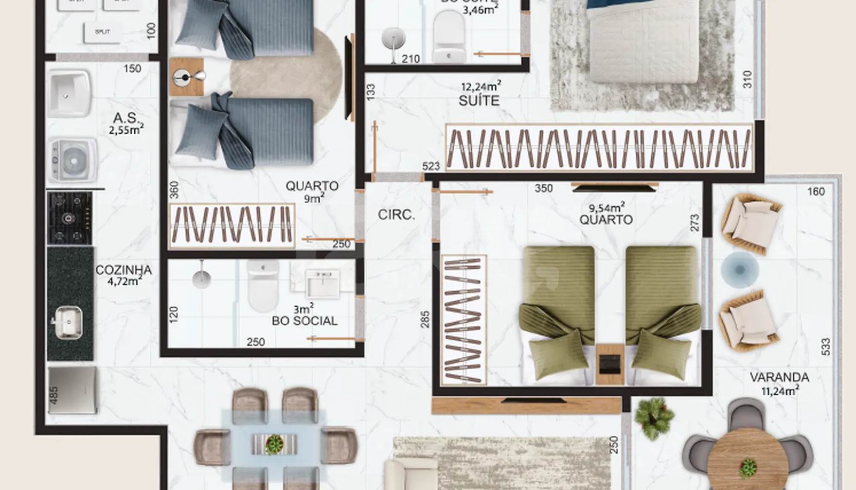 Planta — Garden 98,5 m²
