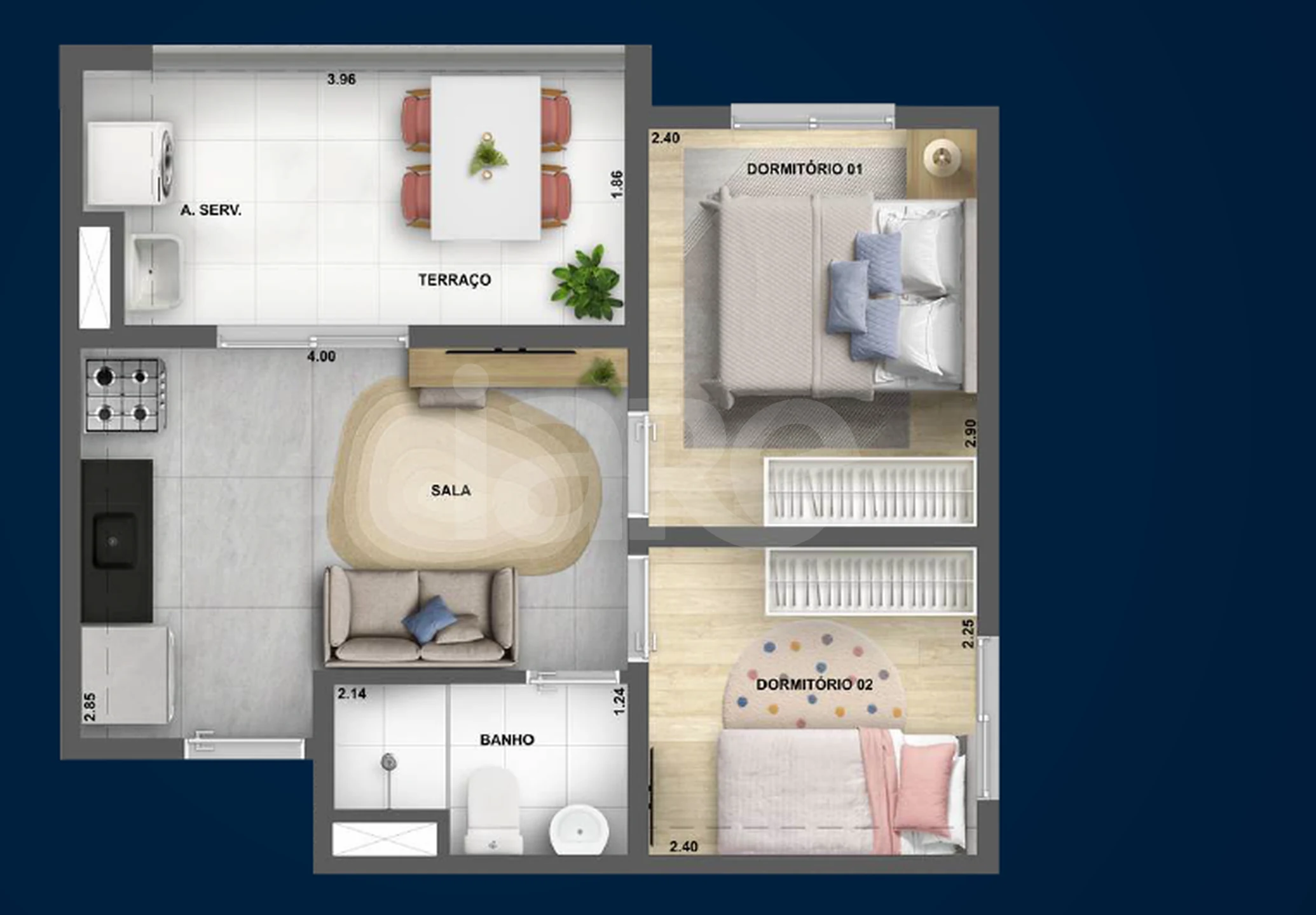 Planta — Apartamento 38 m²