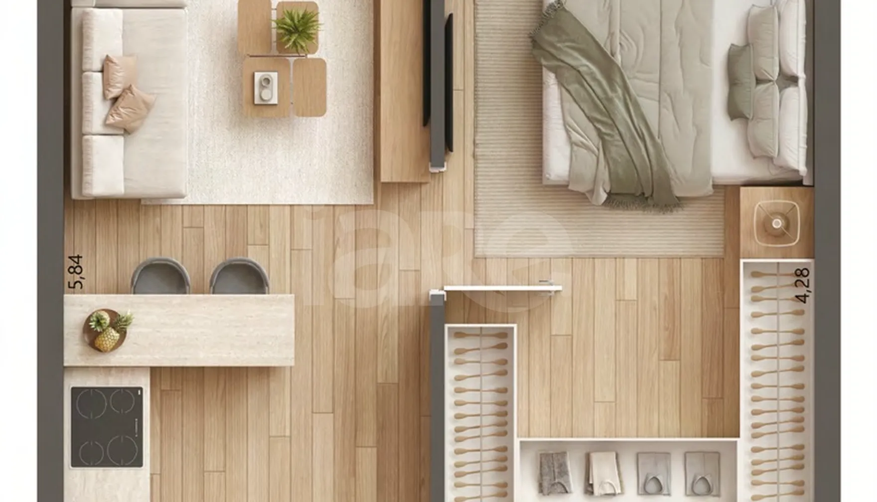 Planta — Apartamento 35,58 m²
