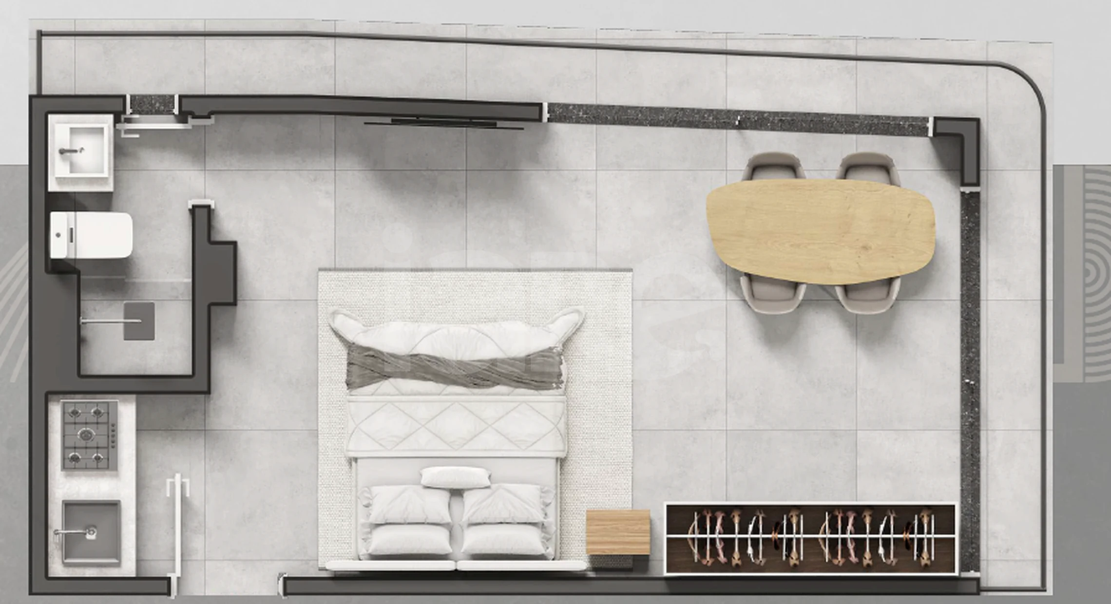 Planta — Studio 33,95 m²