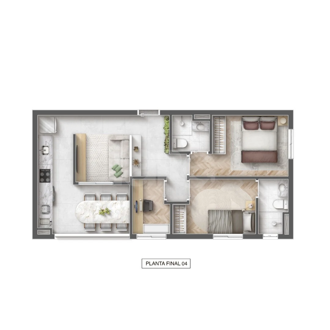 Planta — Apartamento 56,17 m²