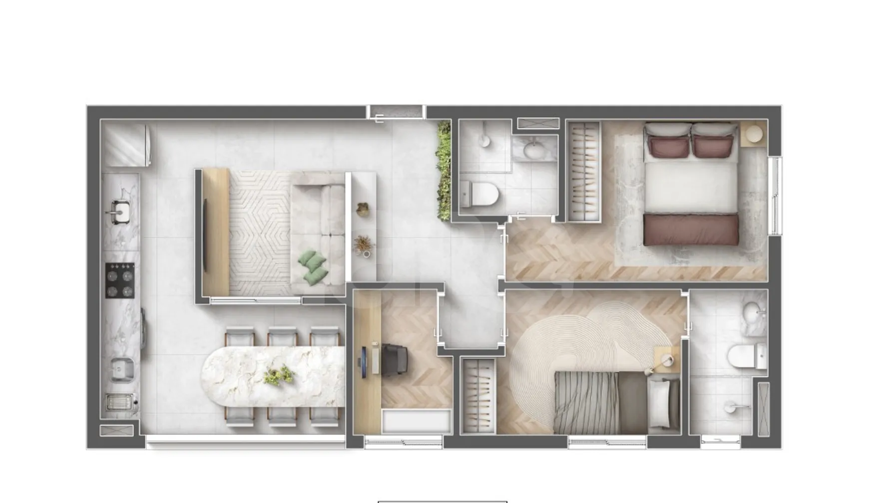 Planta — Apartamento 56,17 m²