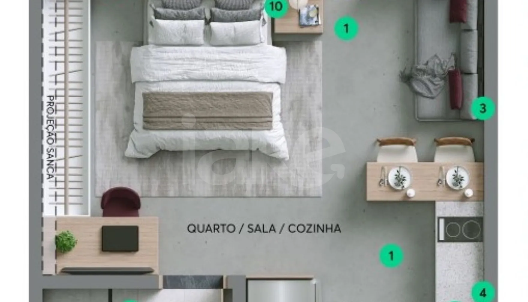 Planta — Studio 26,63 m²