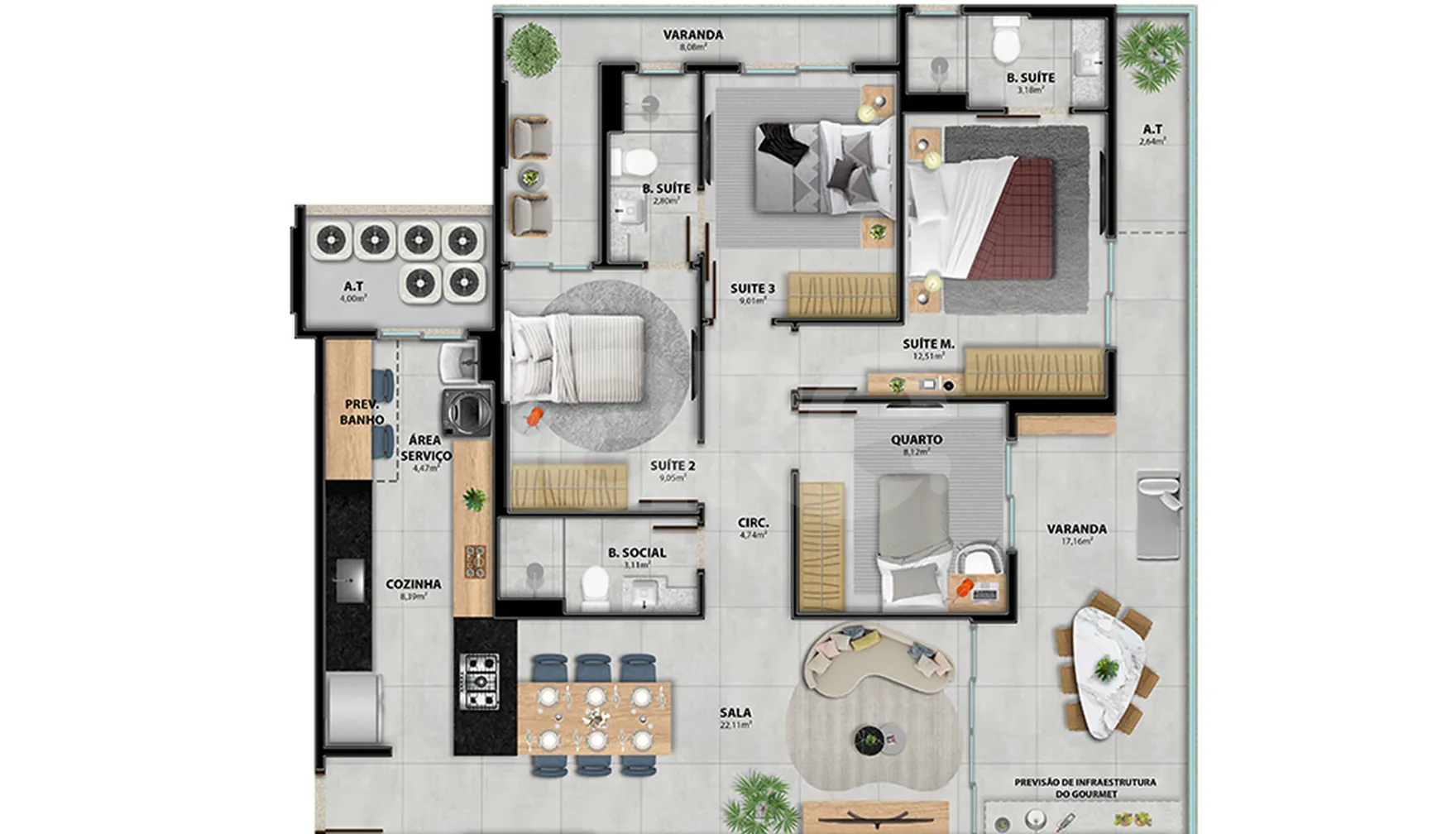 Planta — Apartamento 131,24 m²