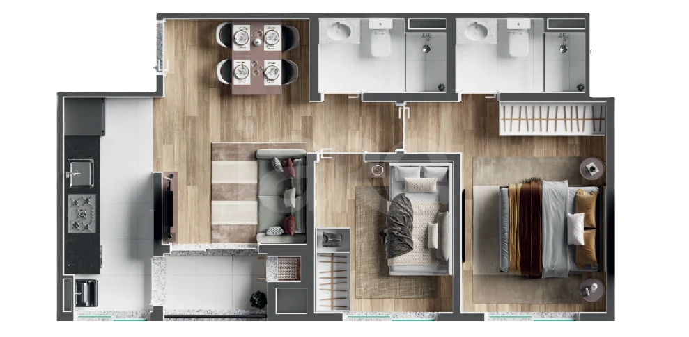 Planta — Apartamento 46,61 m²