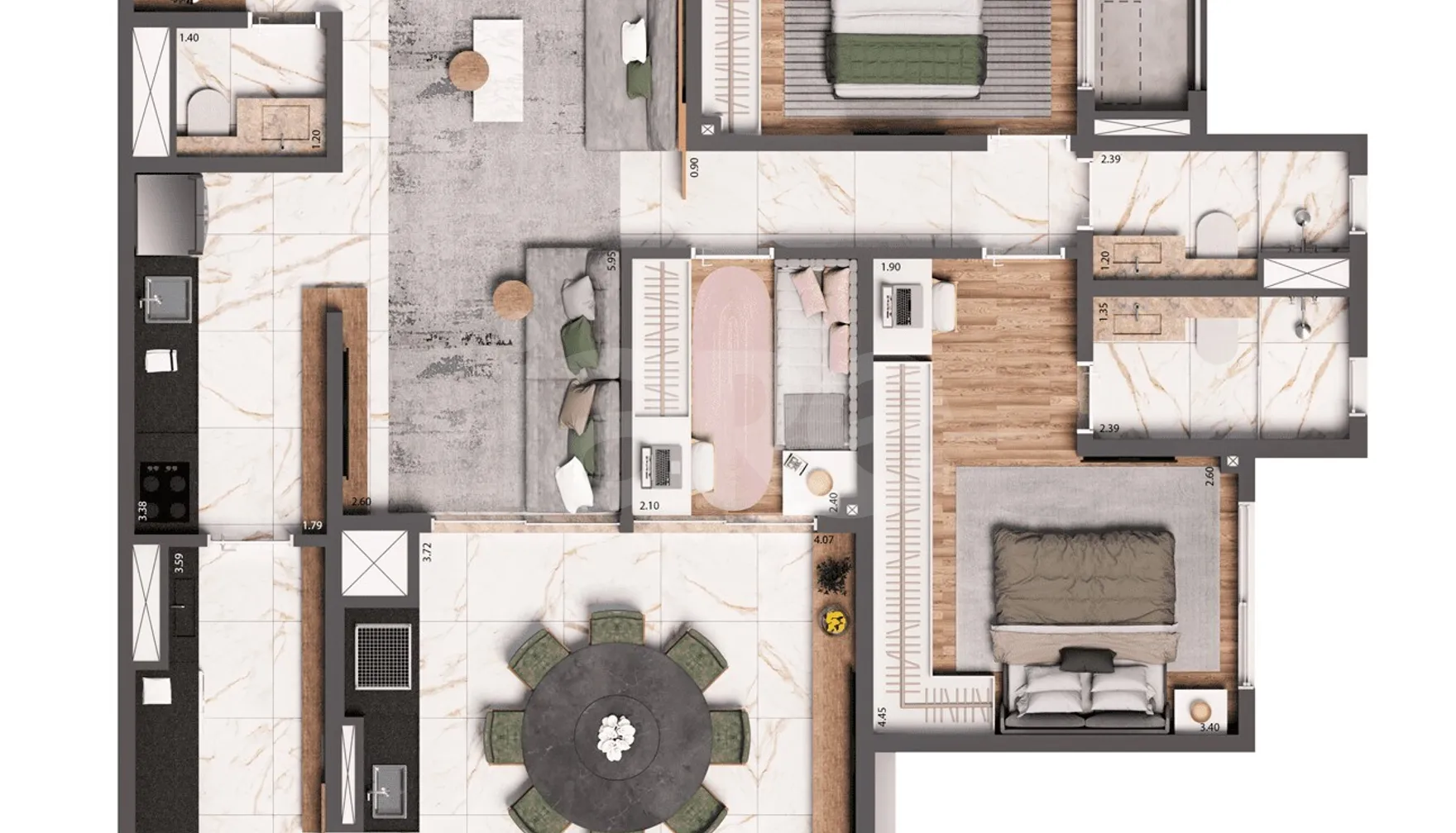 Planta — Apartamento 100,68 m²