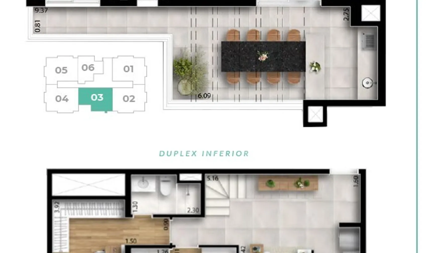 Planta — Cobertura Duplex 133,55 m²