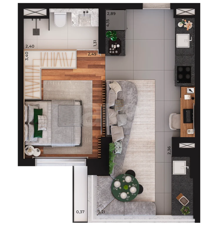 Planta — Apartamento 37,36 m²