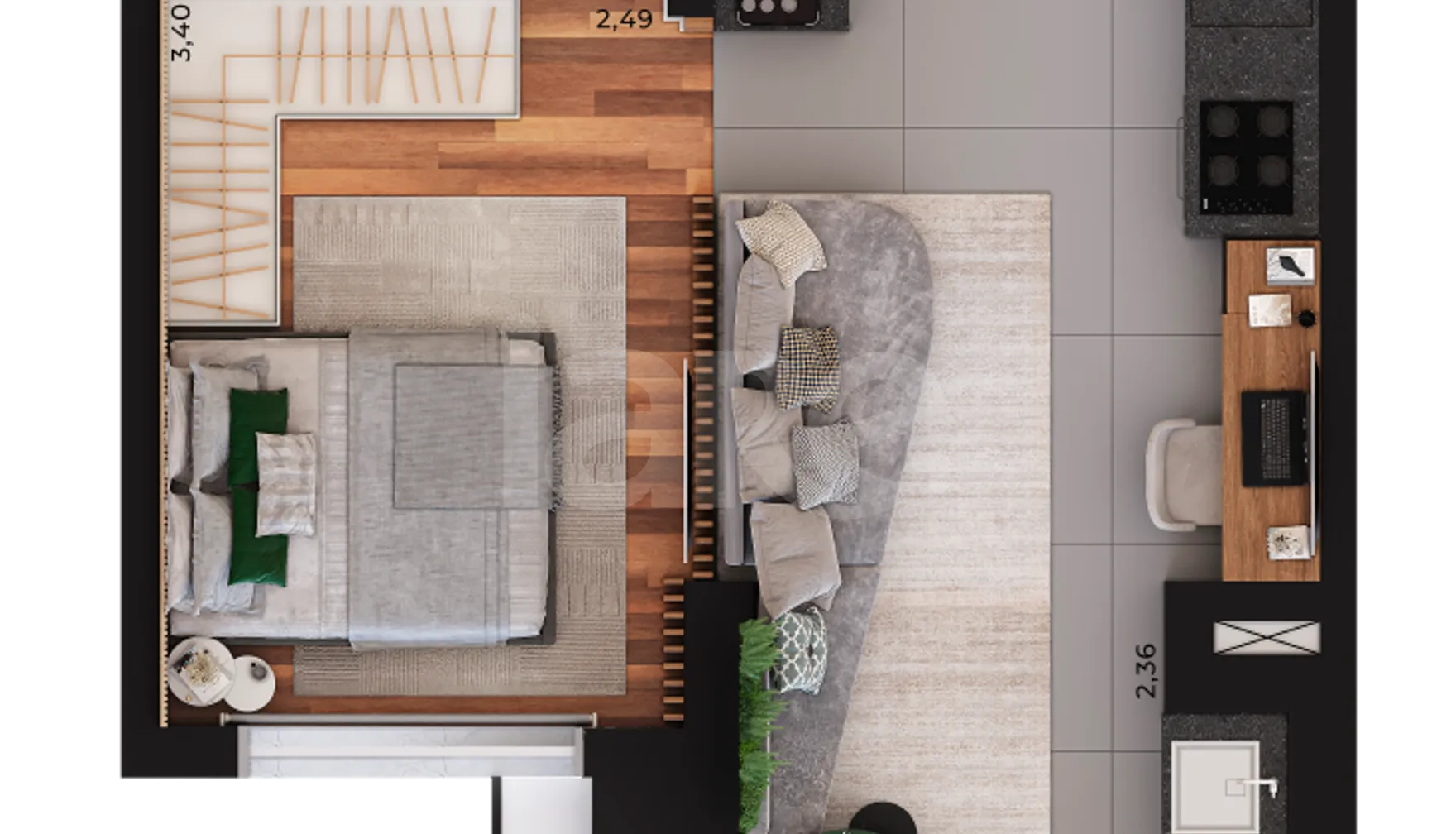 Planta — Apartamento 37,36 m²