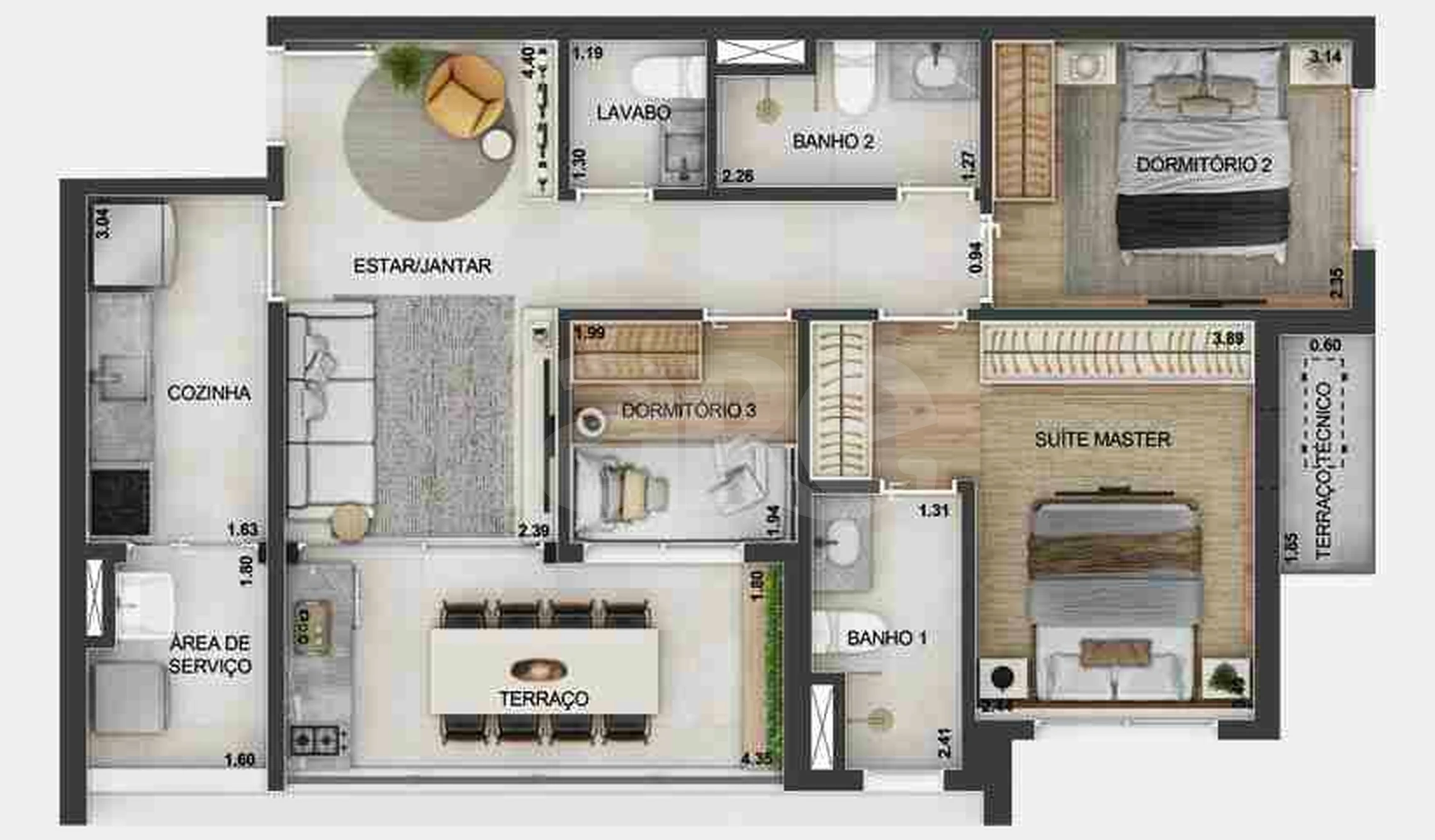 Planta — Apartamento 65,09 m²