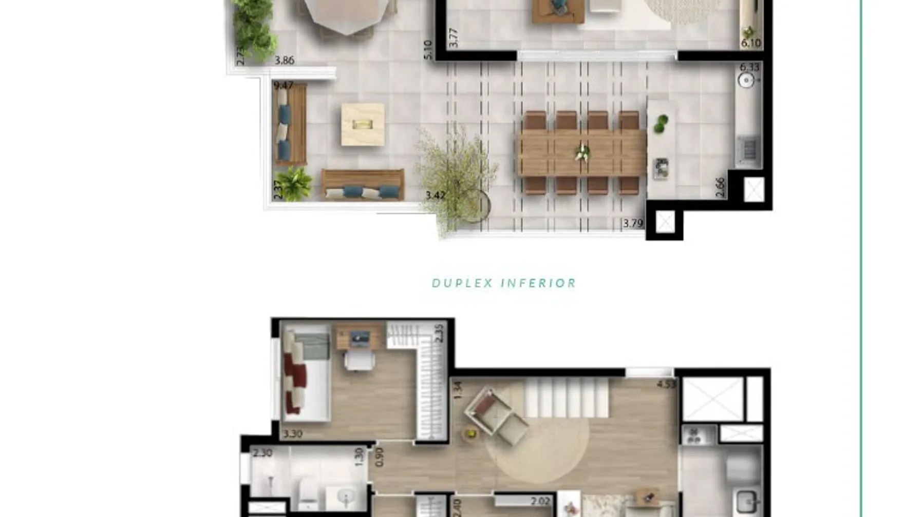 Planta — Cobertura Duplex 156,52 m²