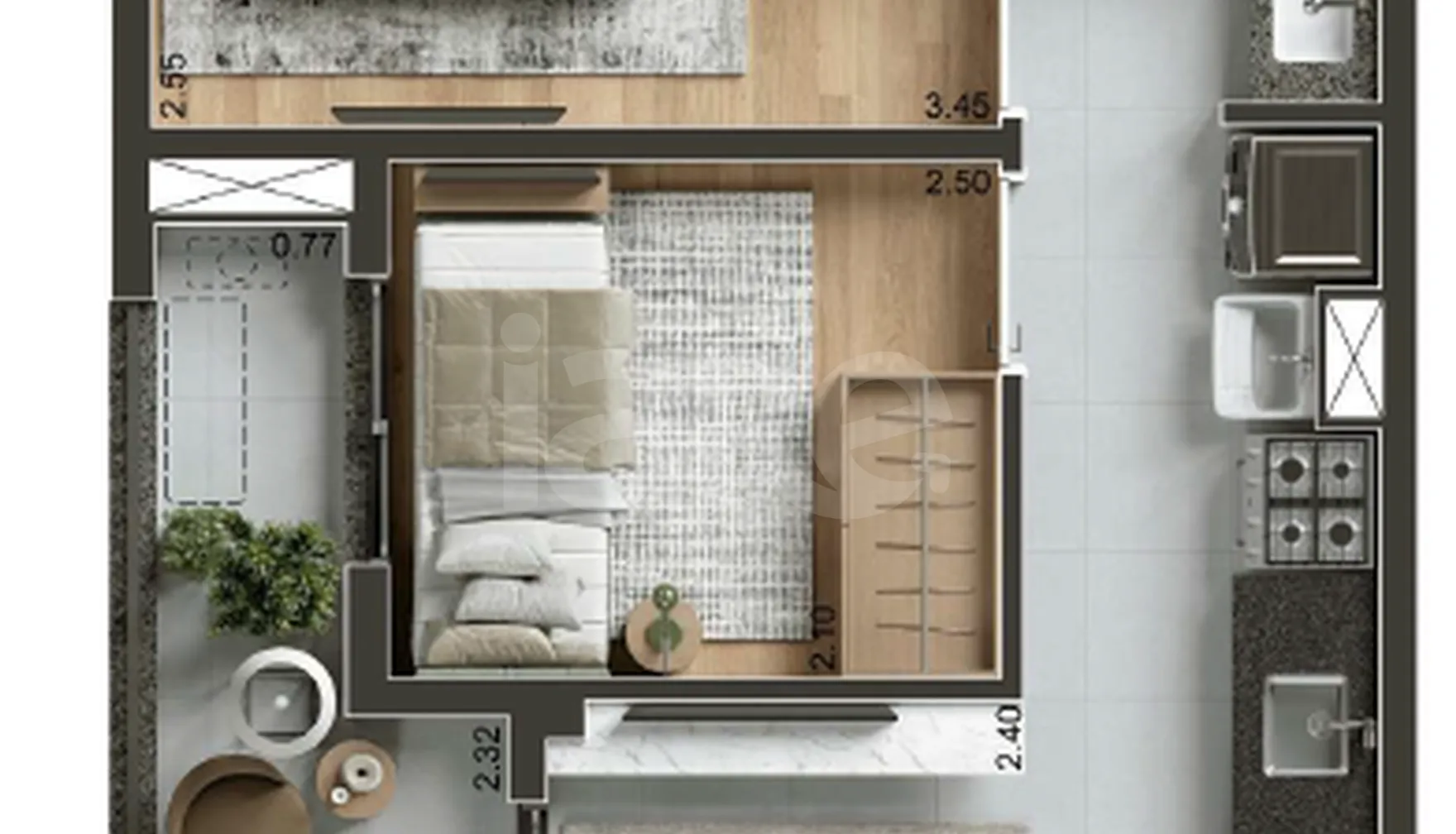 Planta — Apartamento 40,16 m²