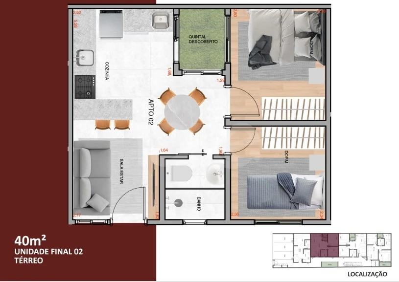 Planta — Apartamento 40 m²
