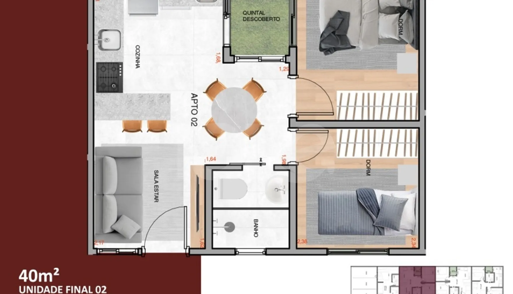 Planta — Apartamento 40 m²