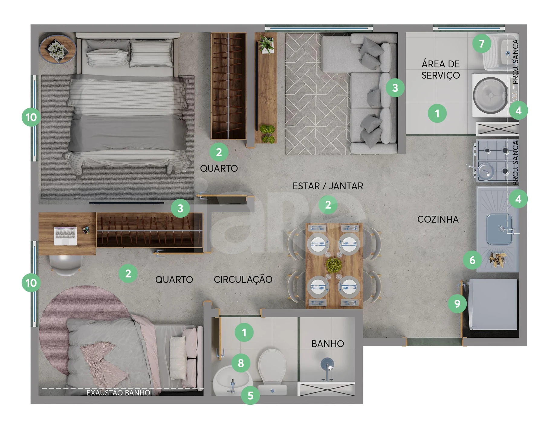 Planta — Apartamento 34,09 m²