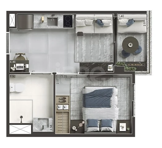 Planta — Apartamento 28,67 m²