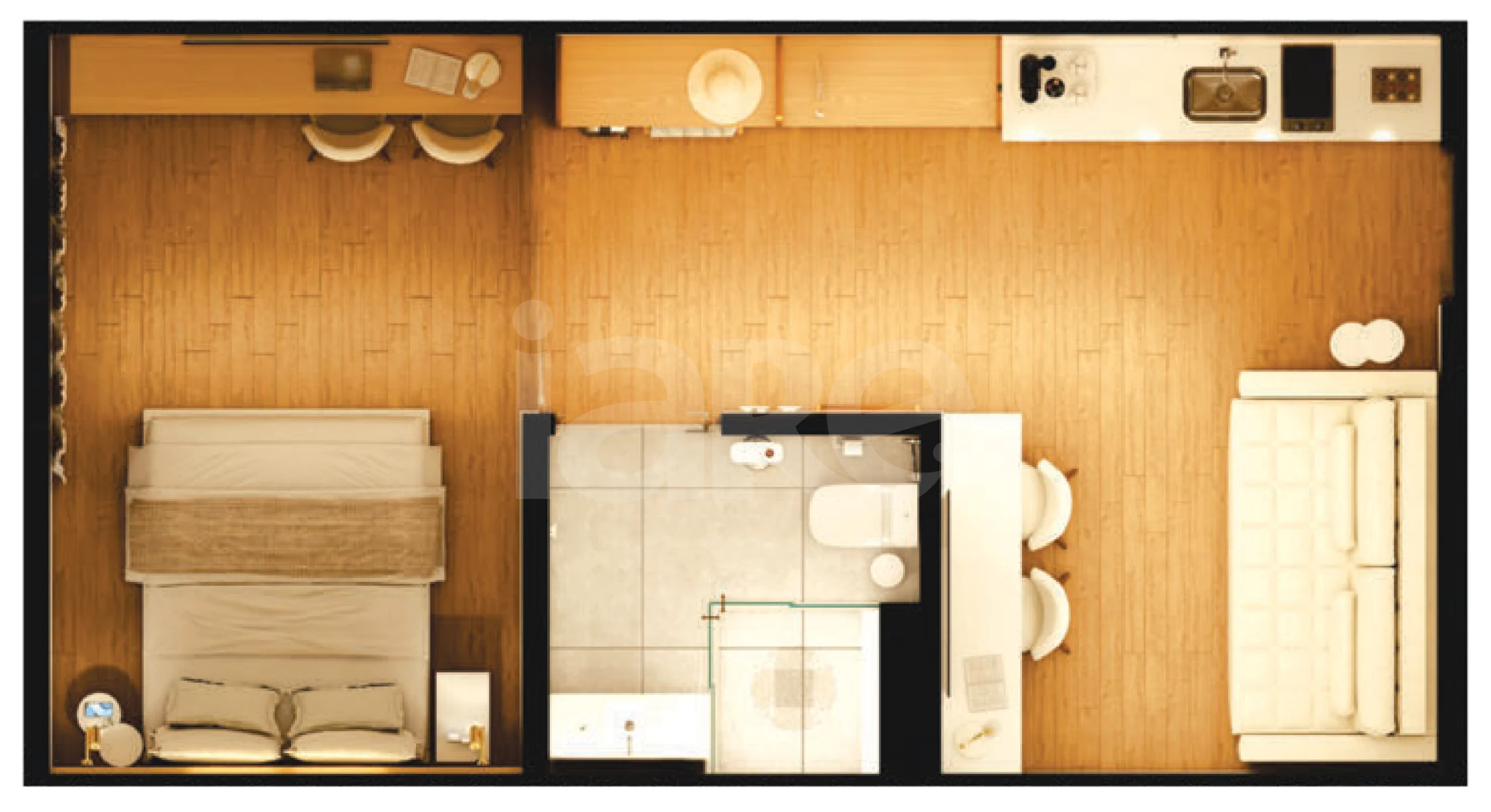 Planta — Studio 39,47 m²