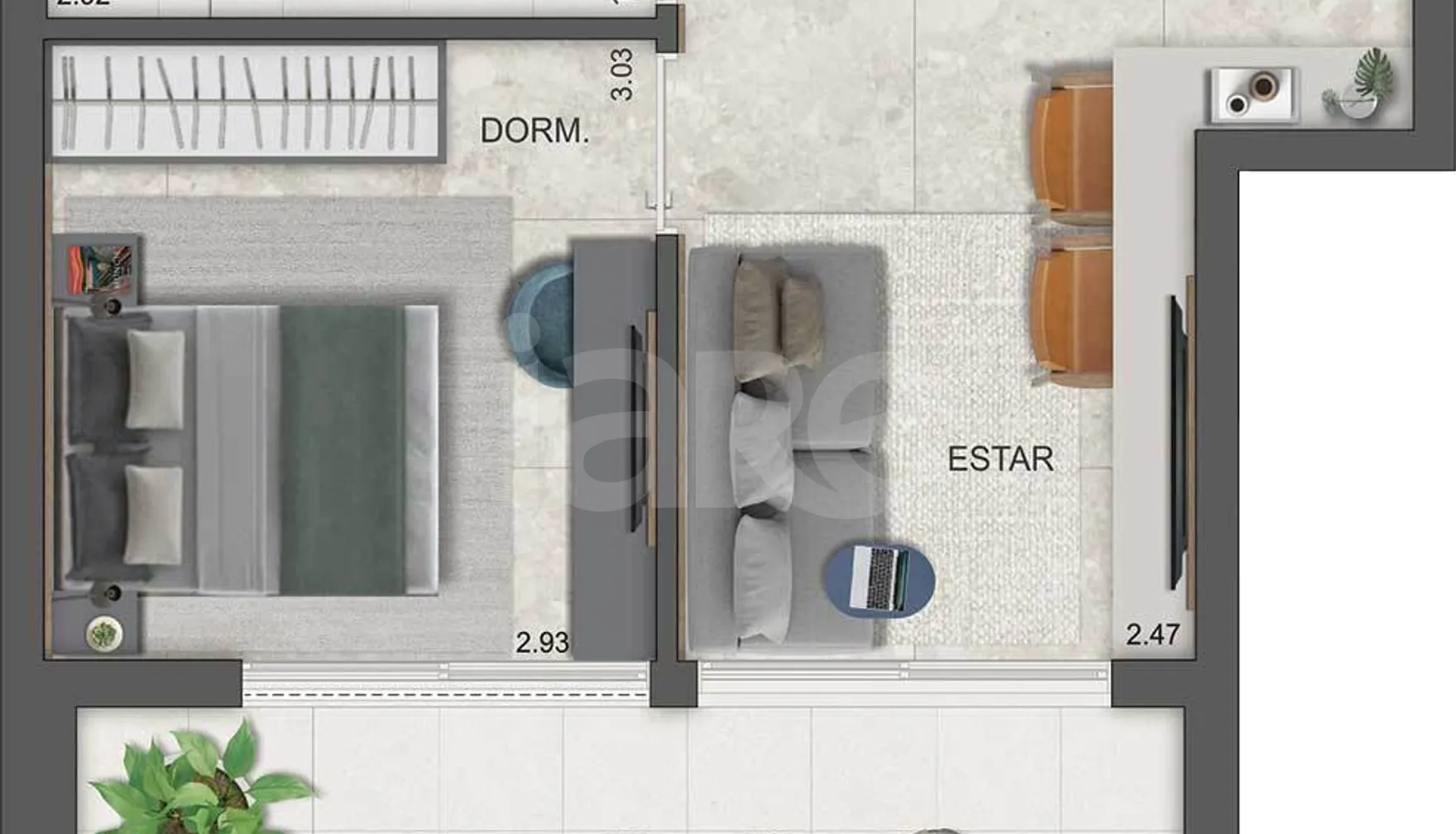 Planta — Apartamento 44 m²