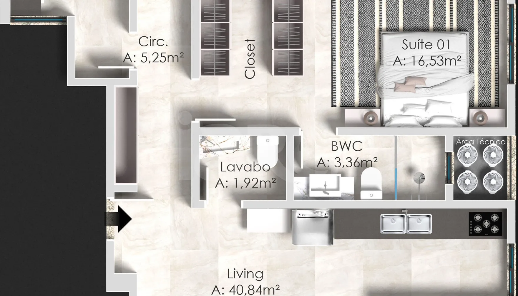 Planta — Apartamento 137,2 m²