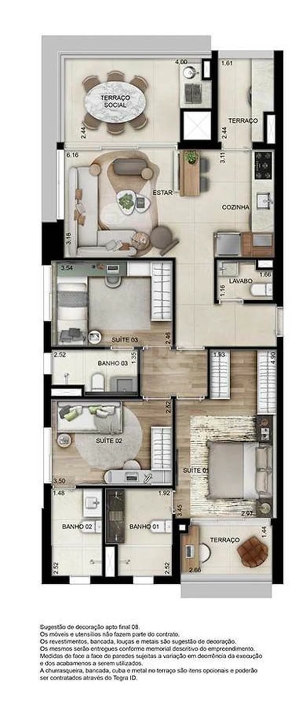 Planta — Apartamento 105,45 m²