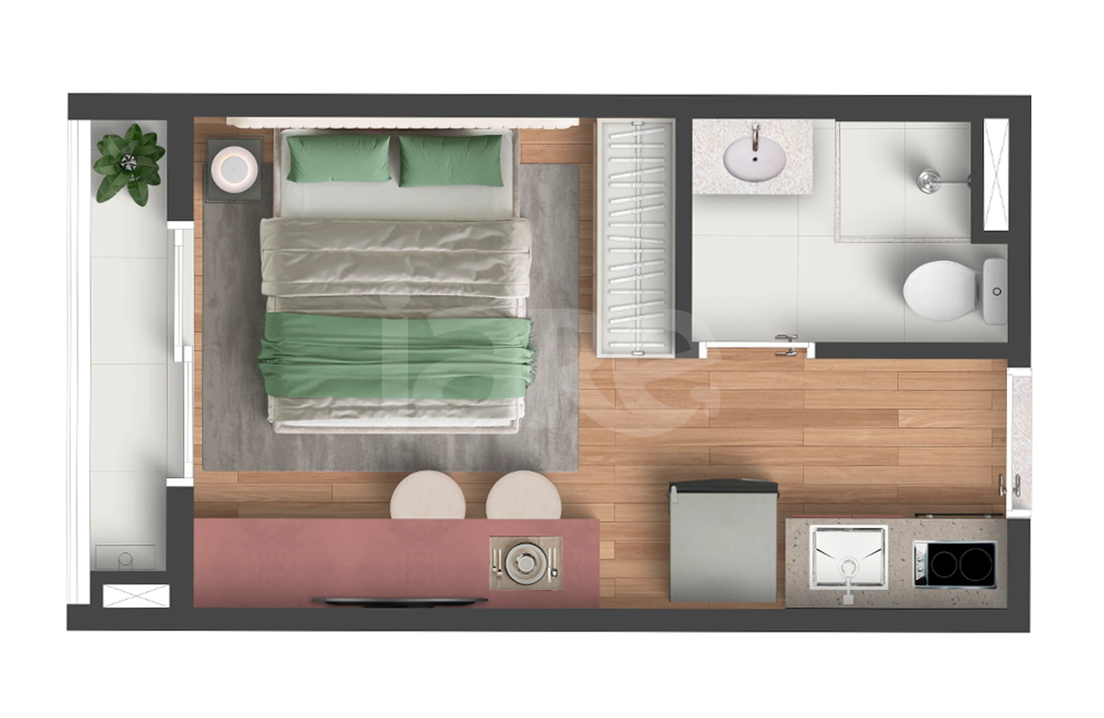 Planta — Studio 18,5 m²