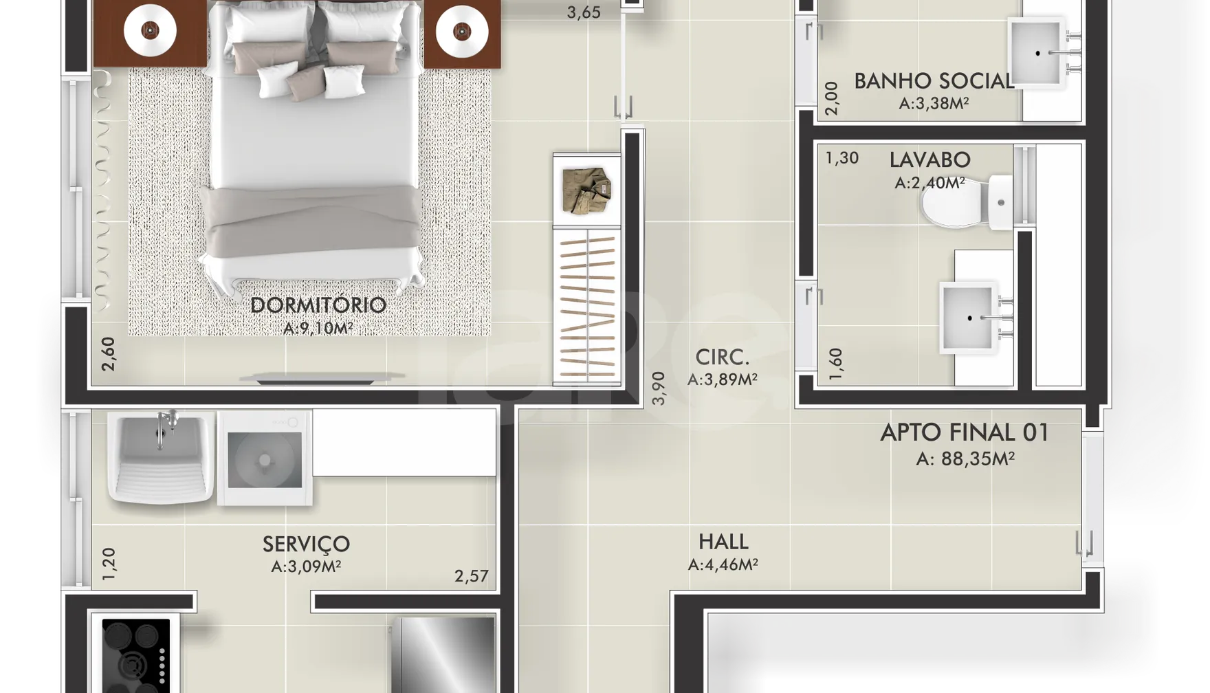 Planta — Apartamento 122,33 m²