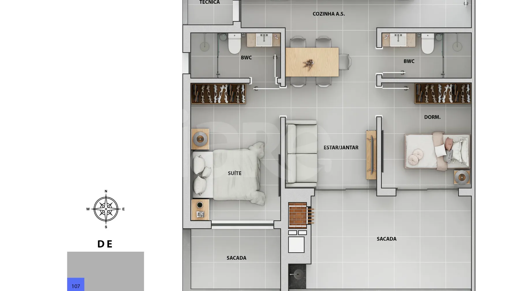 Planta — Apartamento 78,44 m²