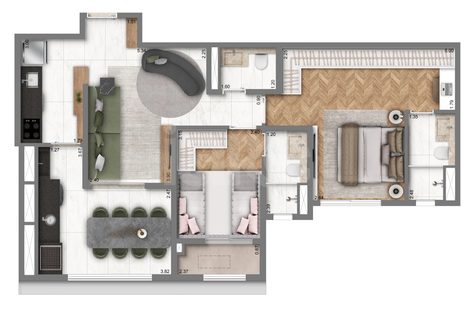 Planta — Apartamento 76 m²