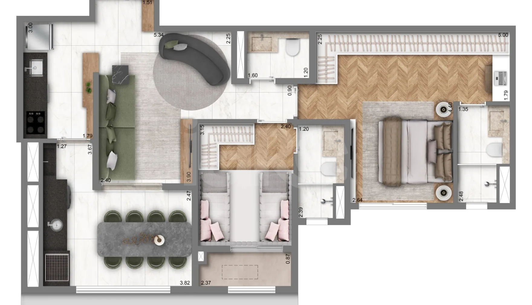 Planta — Apartamento 76 m²