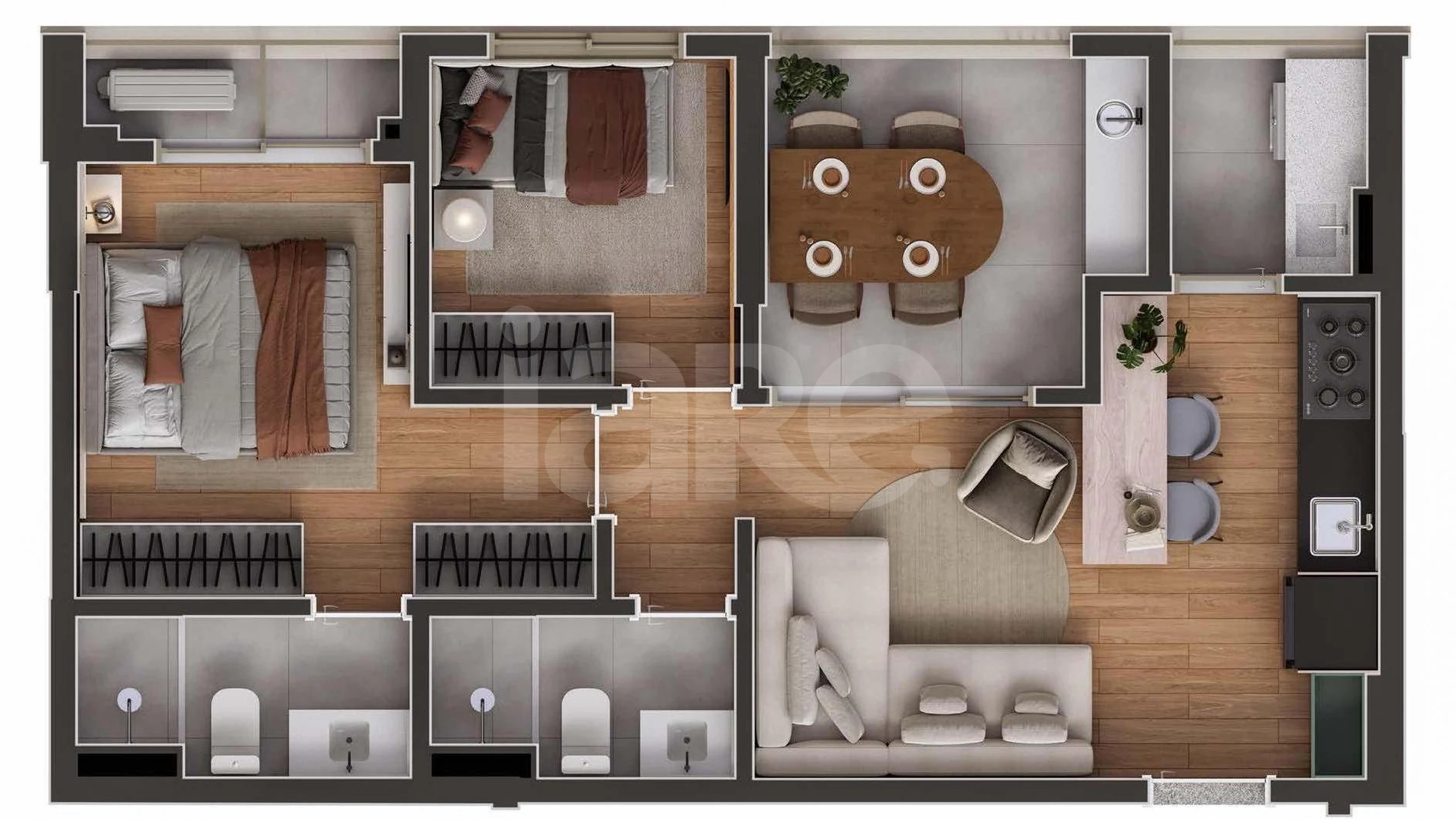 Planta — Apartamento 55,37 m²