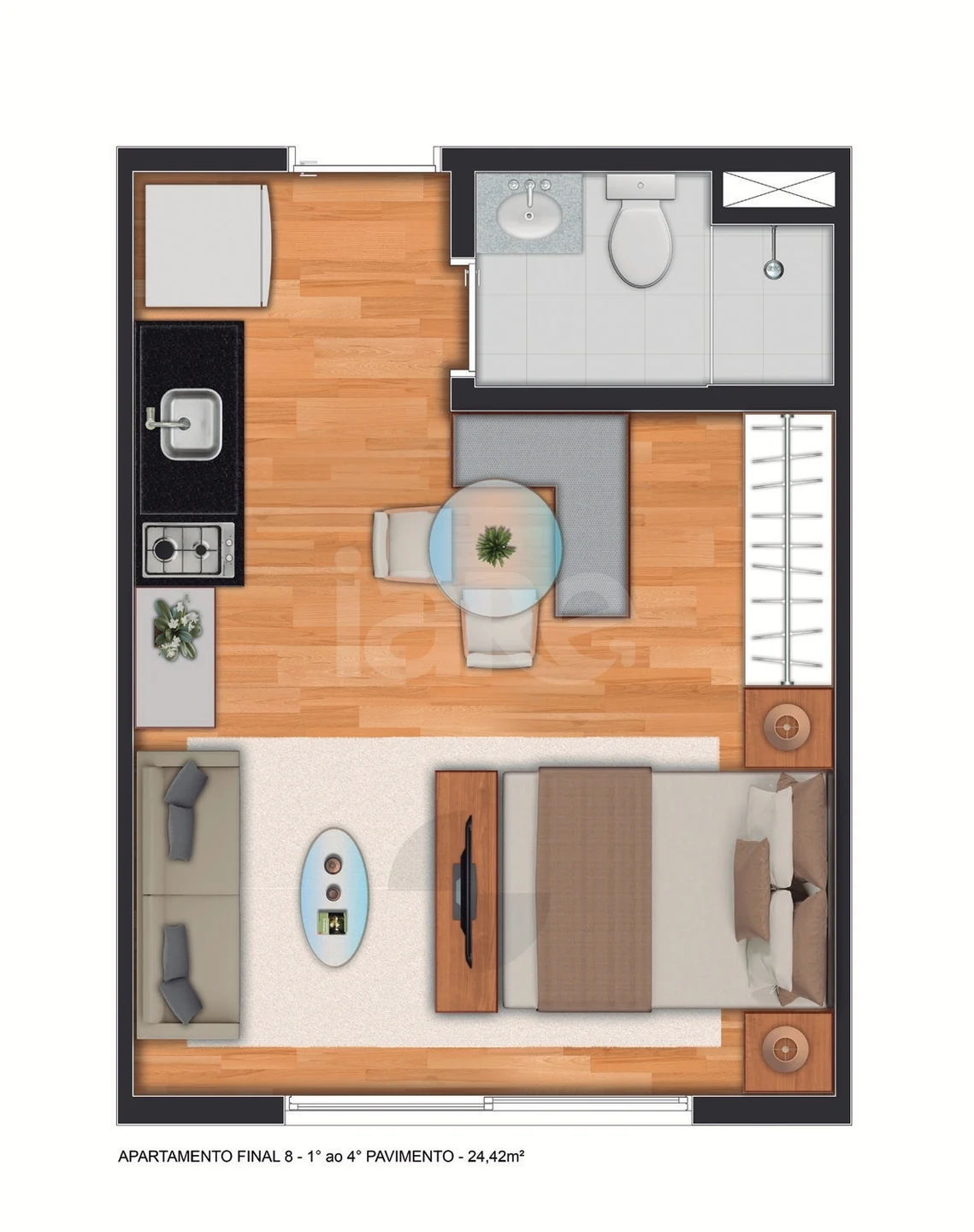 Planta — Studio 24,13 m²