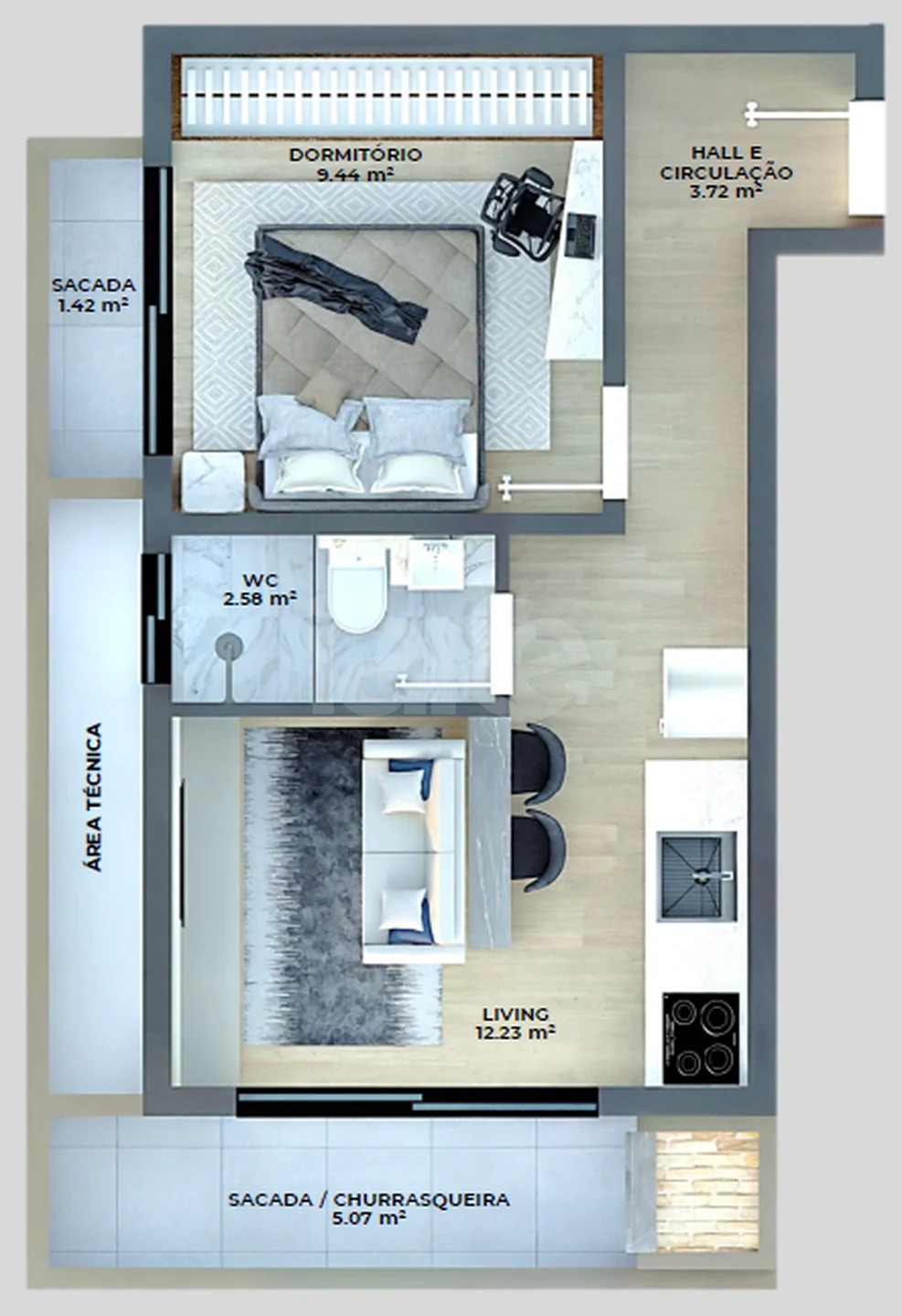 Planta — Apartamento 41,6 m²