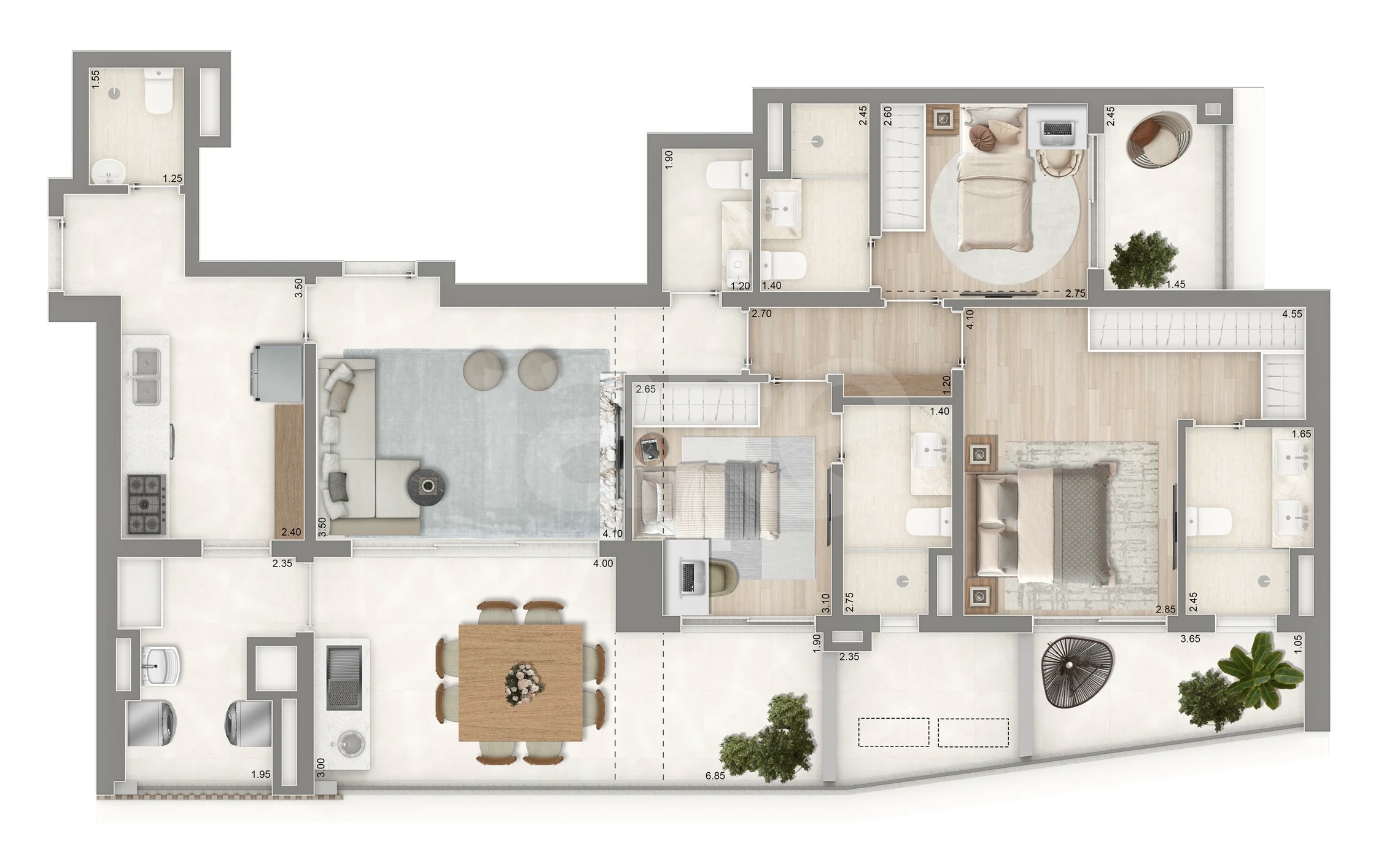 Planta — Apartamento 128,5 m²
