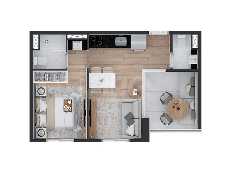 Planta — Apartamento 36,87 m²