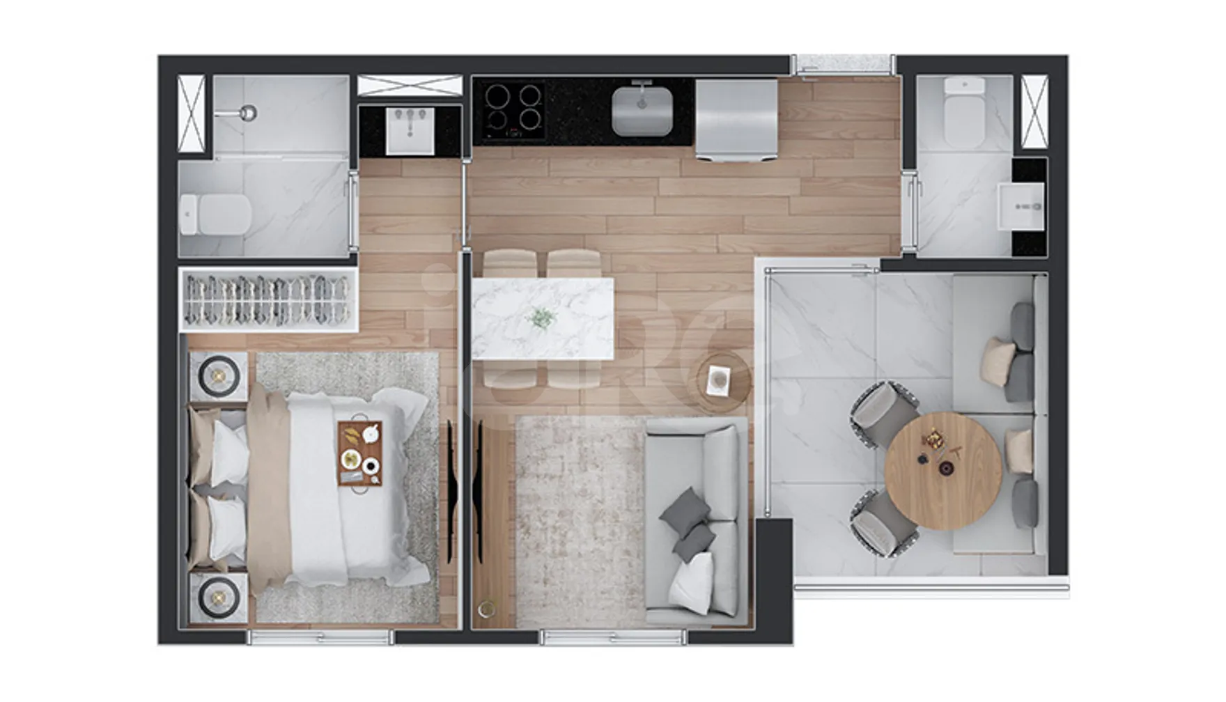Planta — Apartamento 36,87 m²