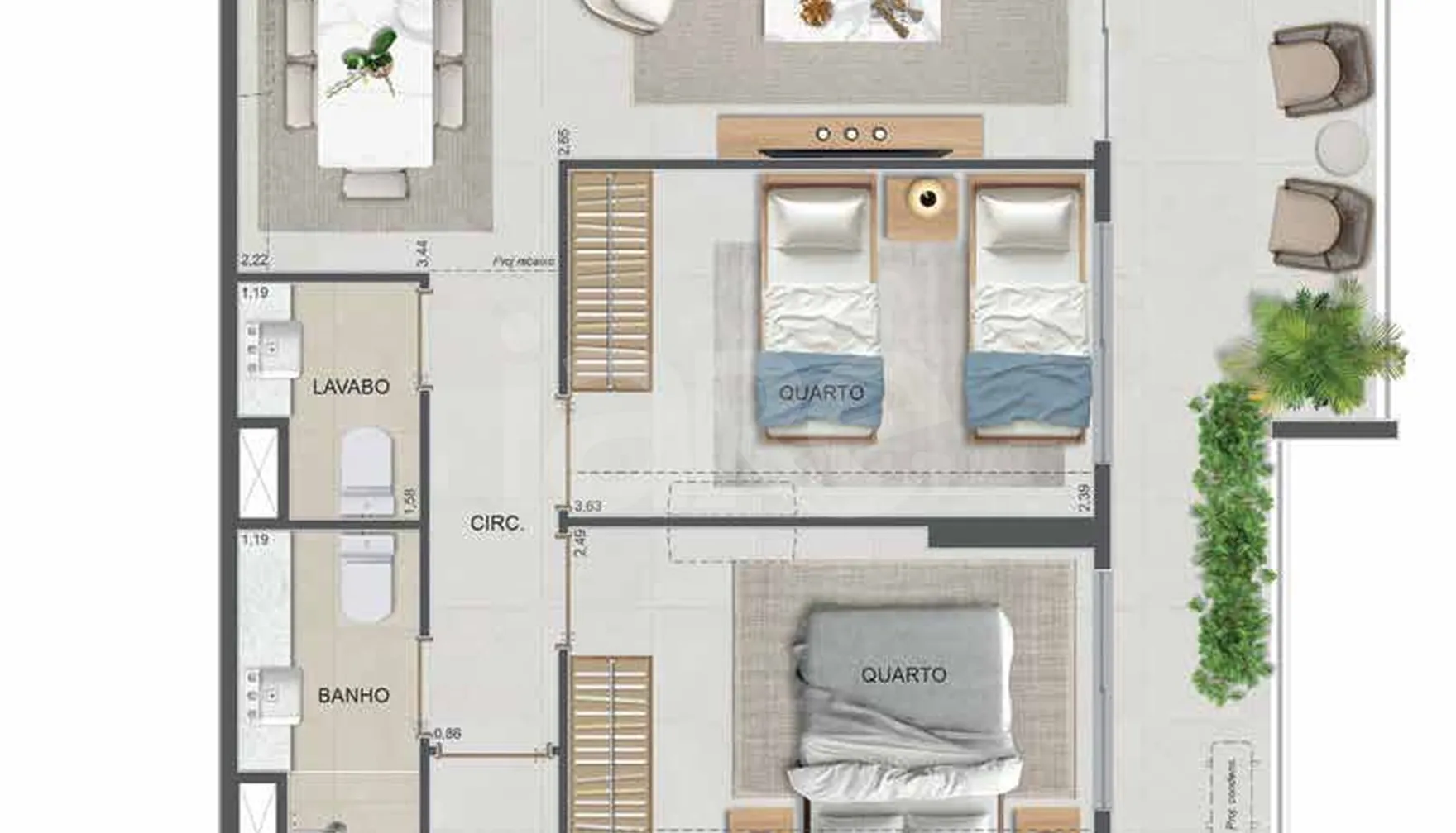 Planta — Apartamento 98,6 m²