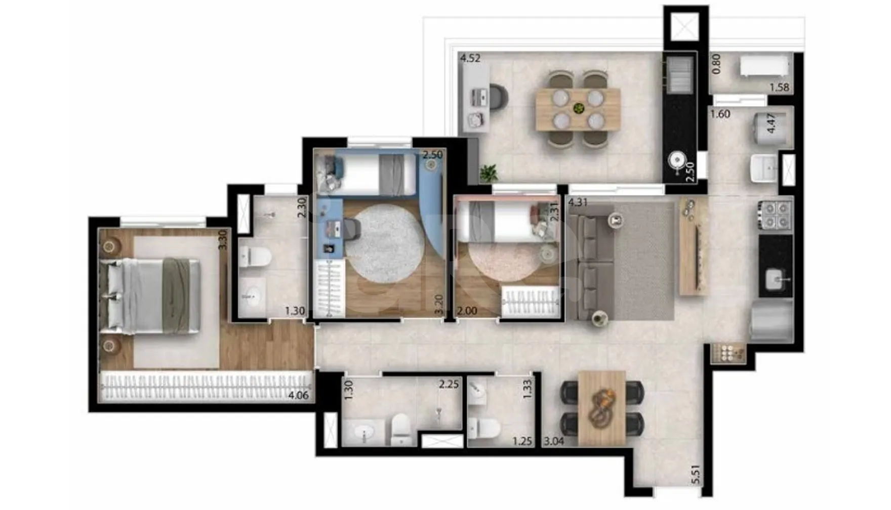 Planta — Apartamento 84 m²