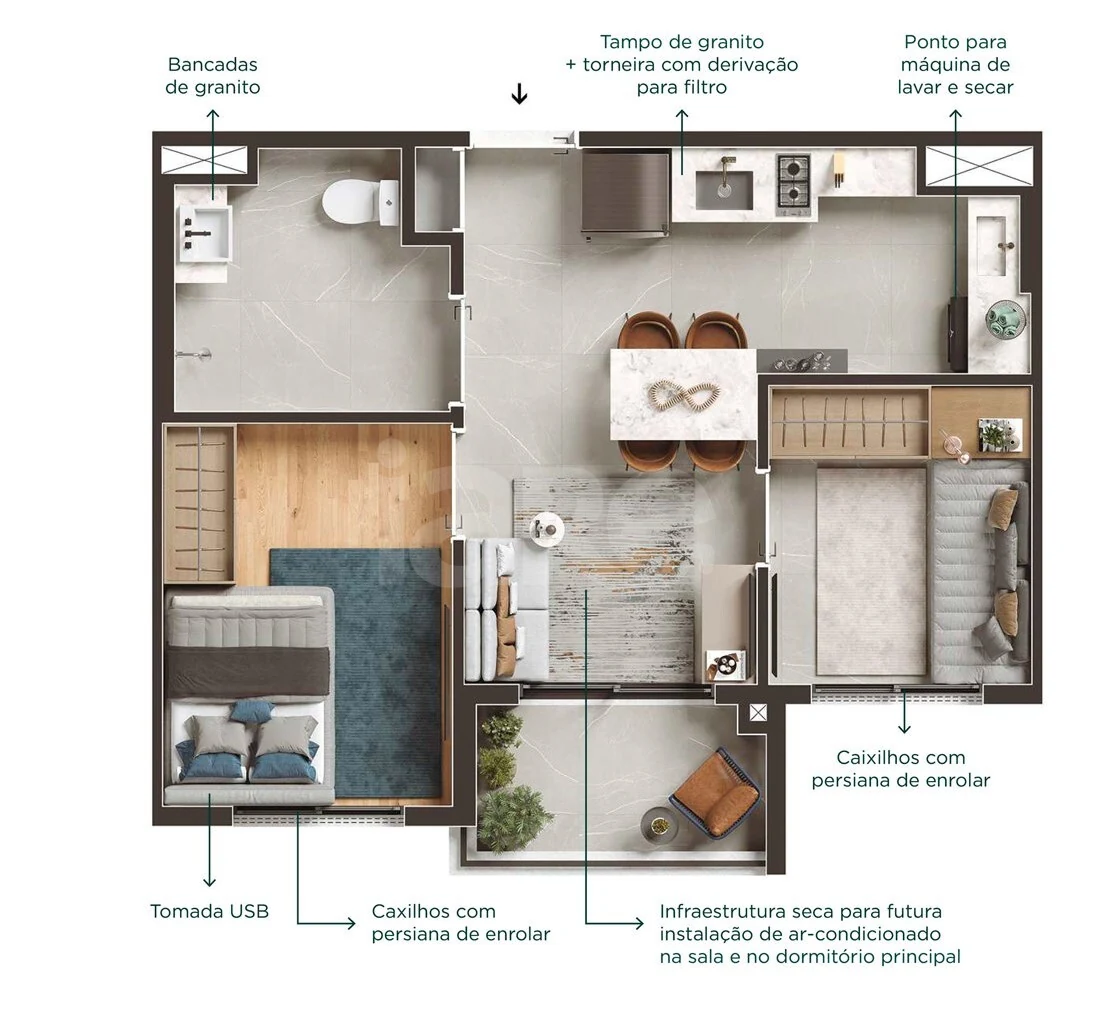 Planta — Apartamento 40,22 m²
