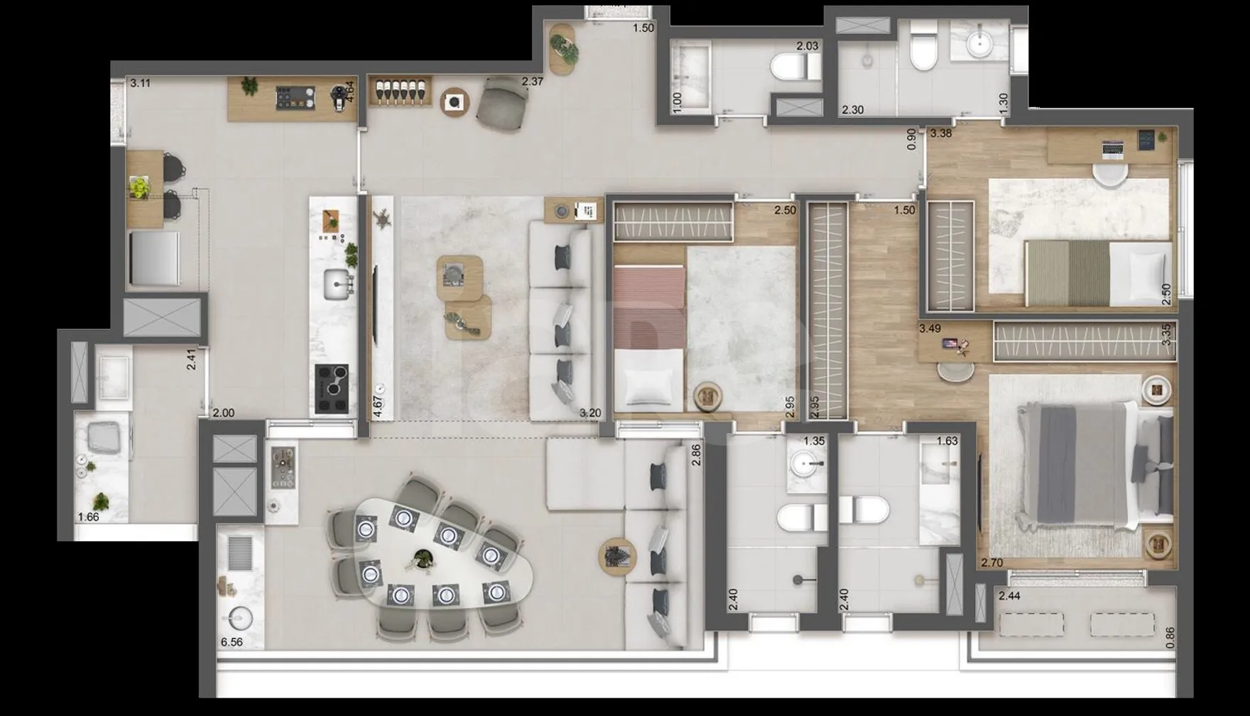 Planta — Apartamento 119,5 m²