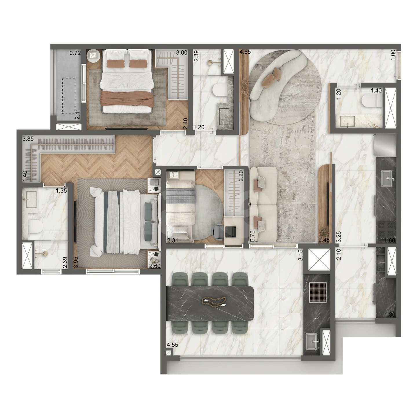Planta — Apartamento 88,2 m²