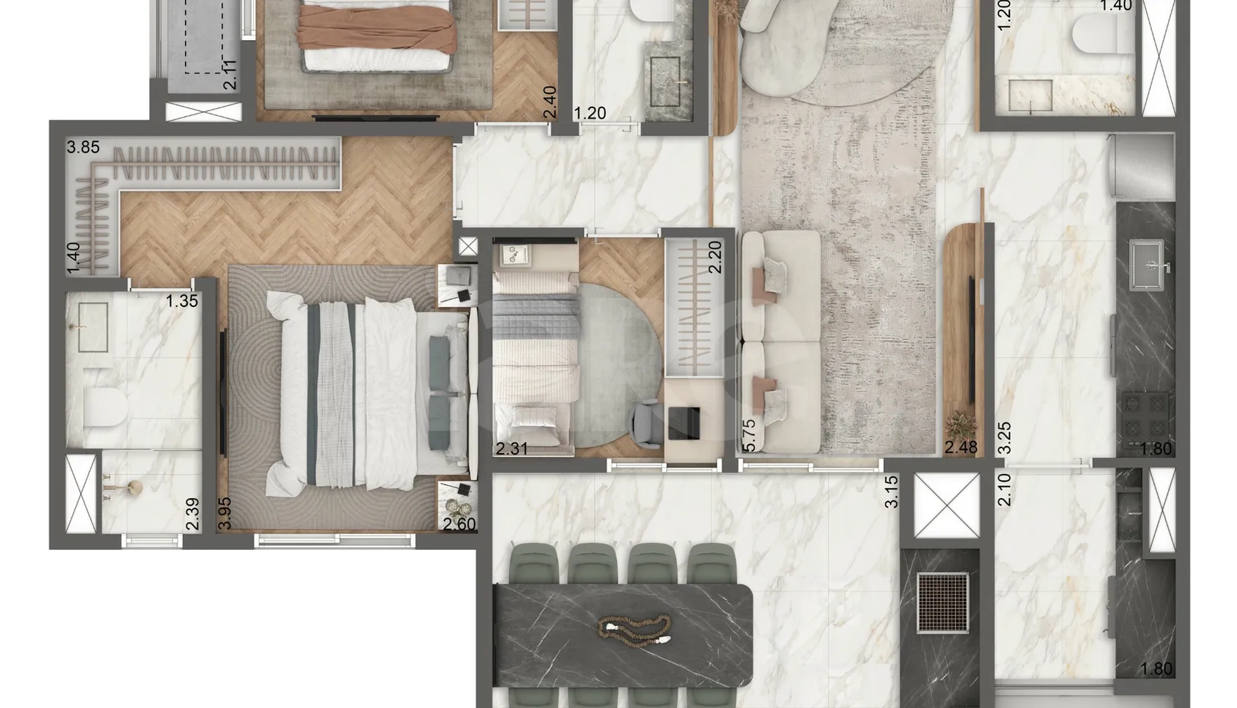 Planta — Apartamento 88,2 m²