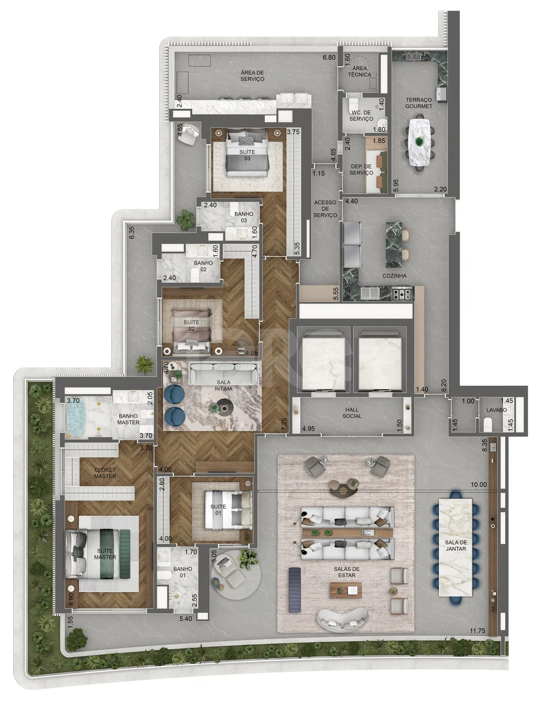 Planta — Apartamento 403 m²